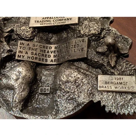 Bergamot Brass Works Siskiyou Native American Indian Vintage 1981 Belt Buckle - Picture 6 of 8